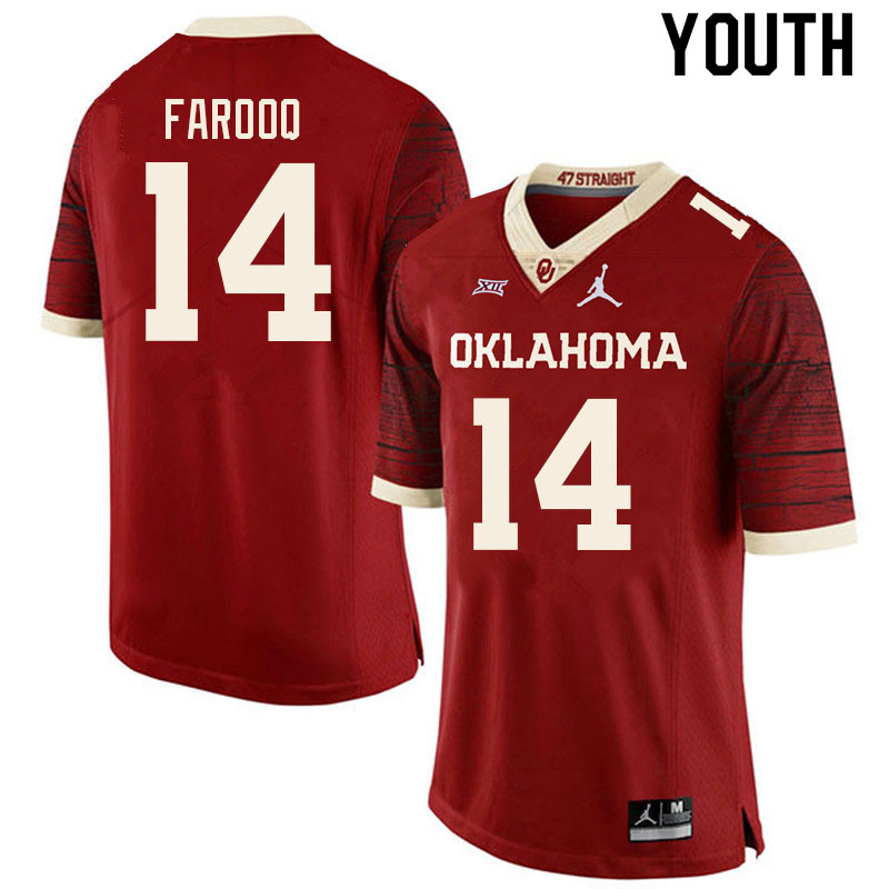 Youth #14 Jalil Farooq Oklahoma Sooners College Football Jerseys Sale-Retro - Click Image to Close
